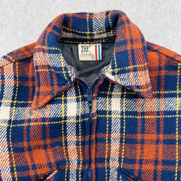 Billy The Kid Heavy Zip-Up Collared Boys Size 5Y Red Plaid Flannel Winter Jacket - Picture 2 of 11
